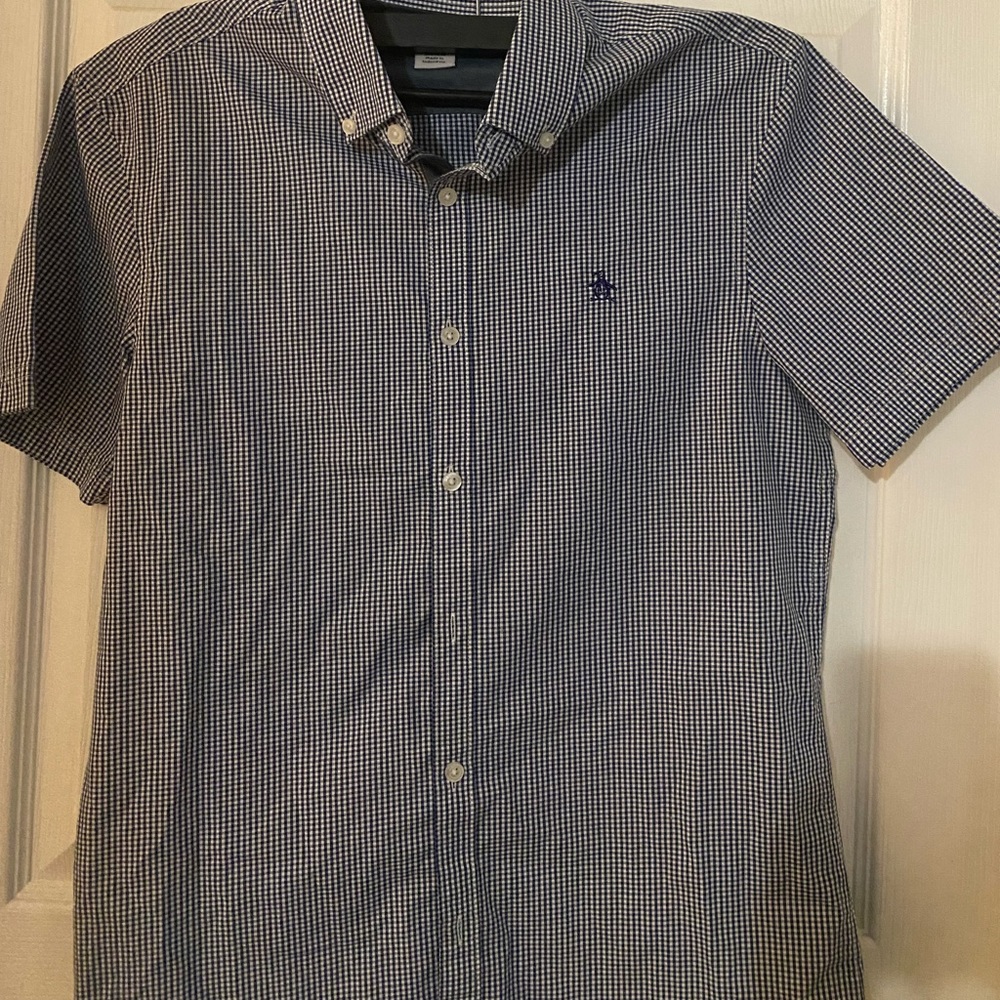 Penguin Navy/White Patchwork Dress Shirt